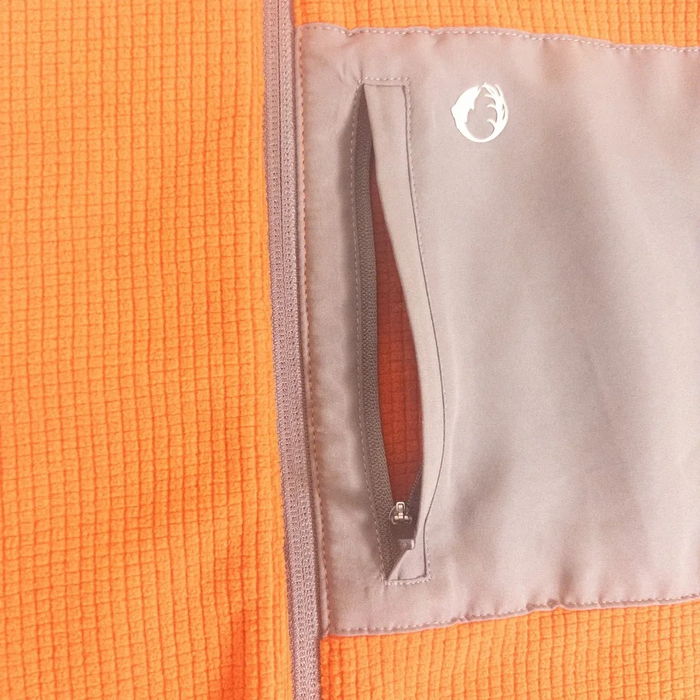 The American Outdoorsman Mens 2XL Orange Waffle Knit Full Zip Fleece Jacket